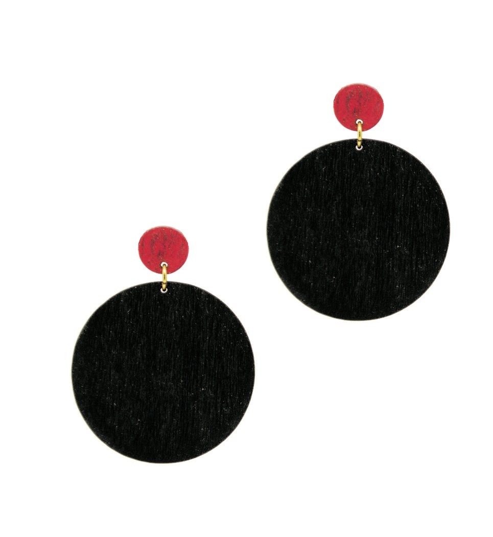 Σκουλαρίκια Cercle in Black and Red Tulip