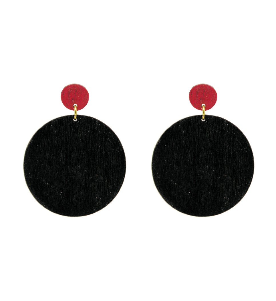 Σκουλαρίκια Cercle in Black and Red Tulip