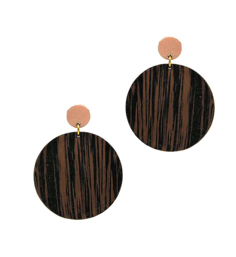 Σκουλαρίκια Cercle in Wenge and Pink Tulip