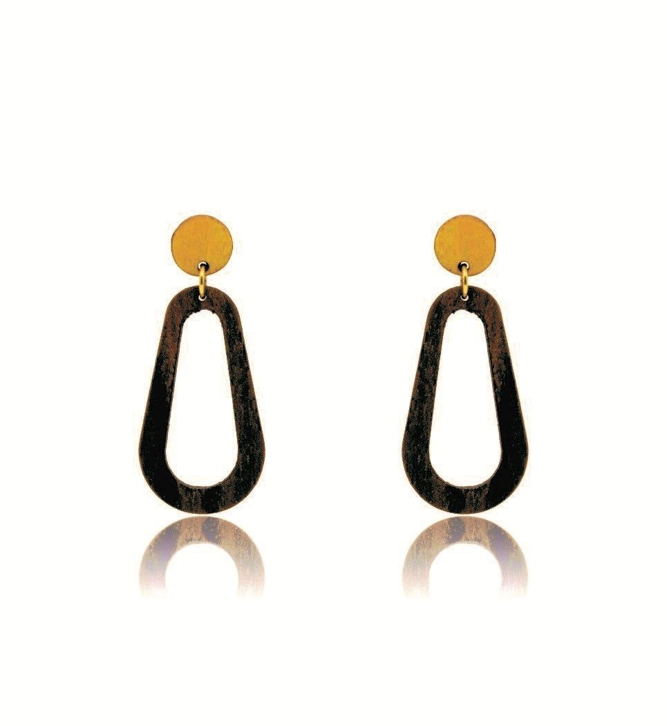 Σκουλαρίκια Lavo in Walnut and Yellow Tulip