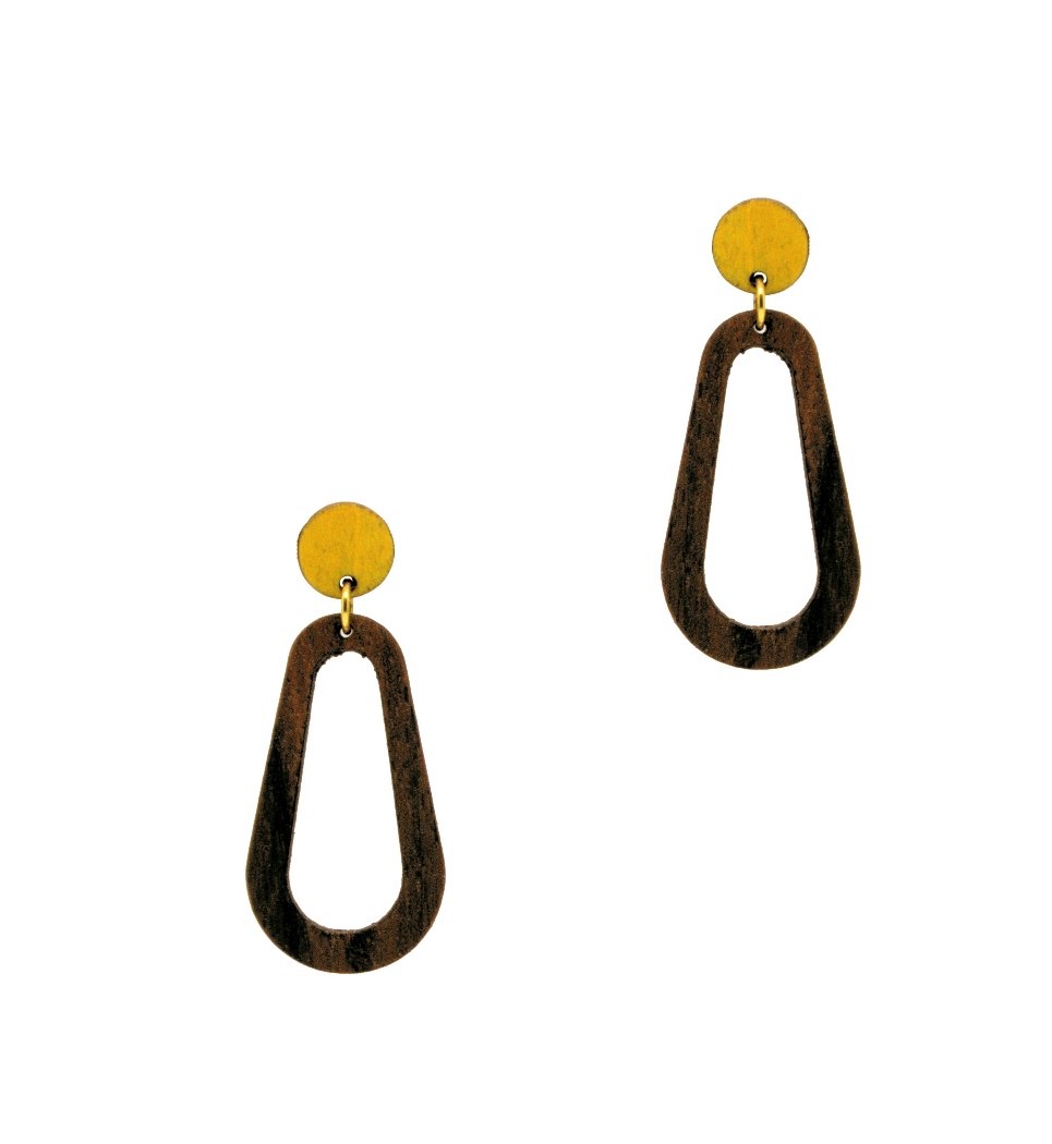 Σκουλαρίκια Lavo in Walnut and Yellow Tulip