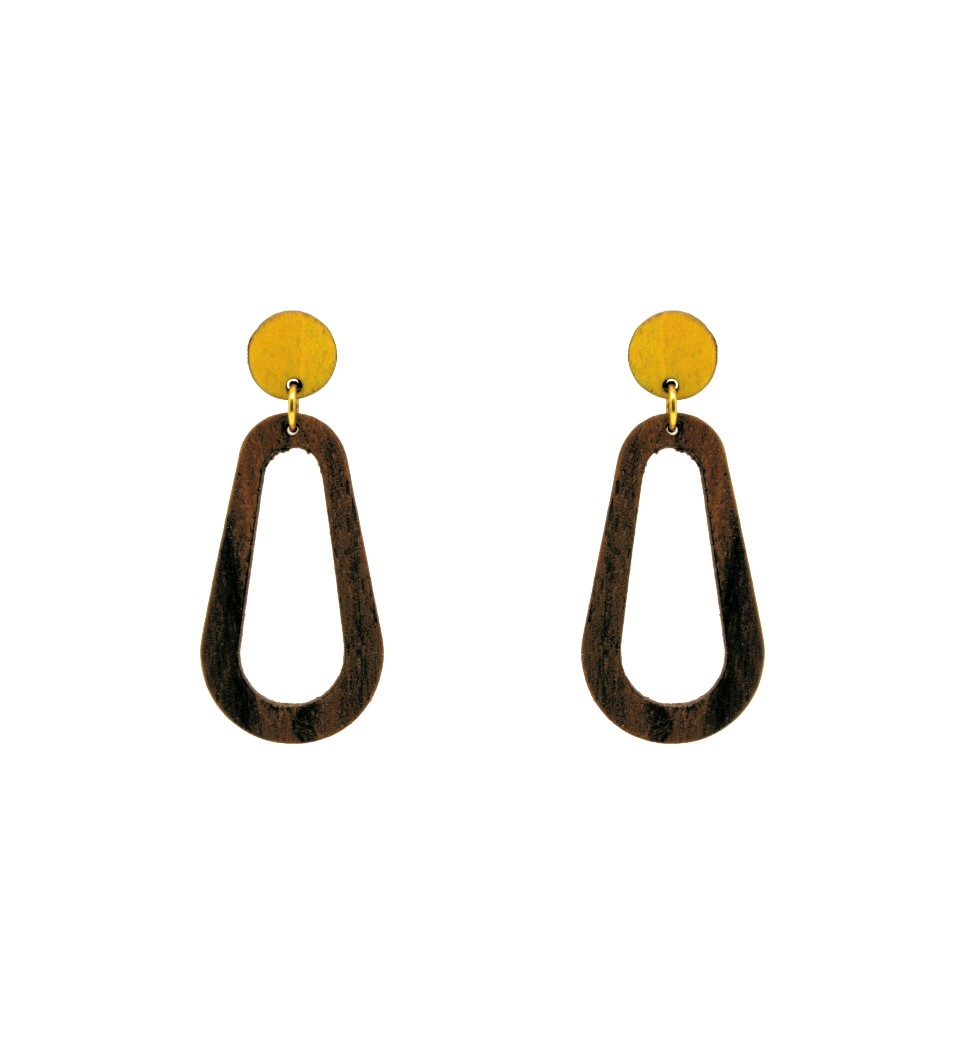 Σκουλαρίκια Lavo in Walnut and Yellow Tulip