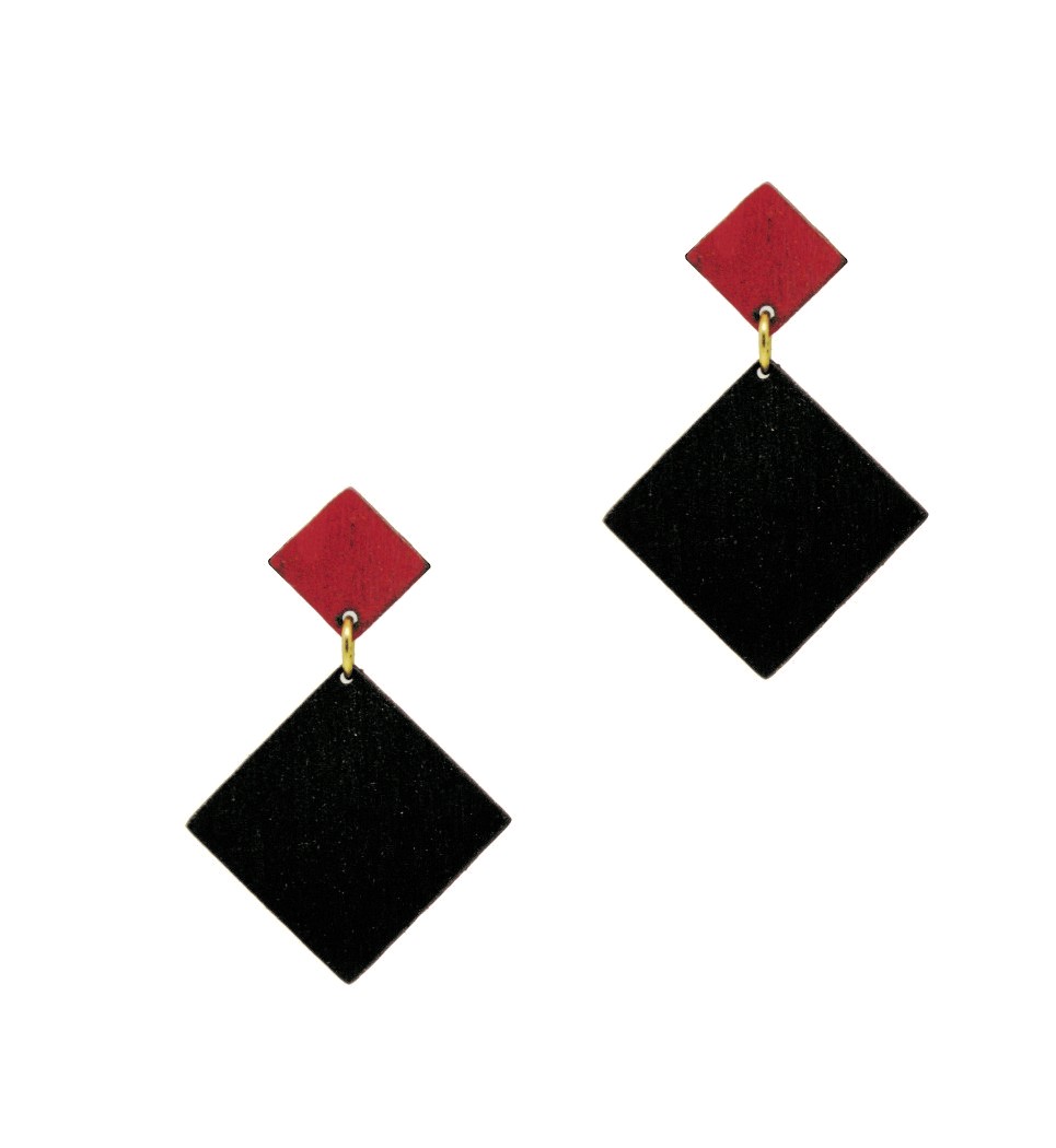 Σκουλαρίκια D Rho in Black and Red Tulip
