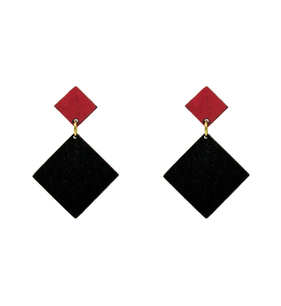 Σκουλαρίκια D Rho in Black and Red Tulip