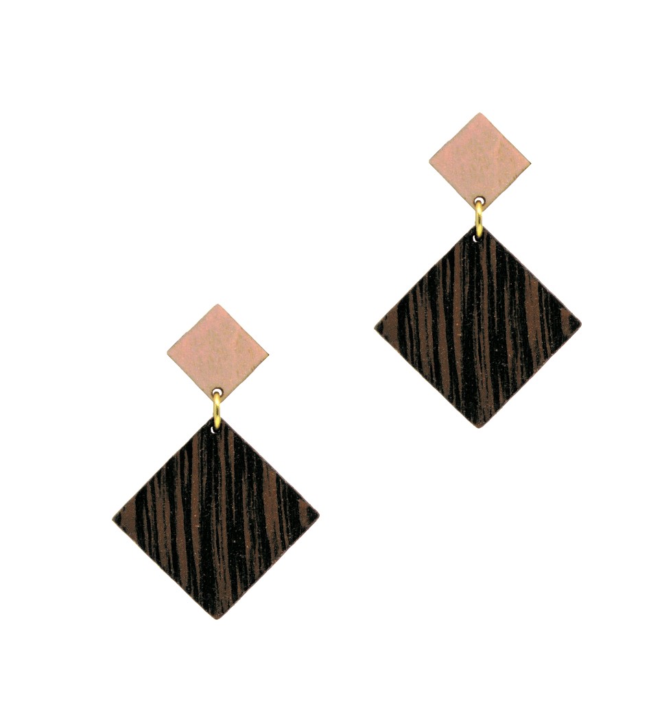 Σκουλαρίκια D Rho in Wenge and Pink Tulip