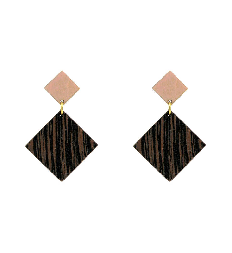 Σκουλαρίκια D Rho in Wenge and Pink Tulip