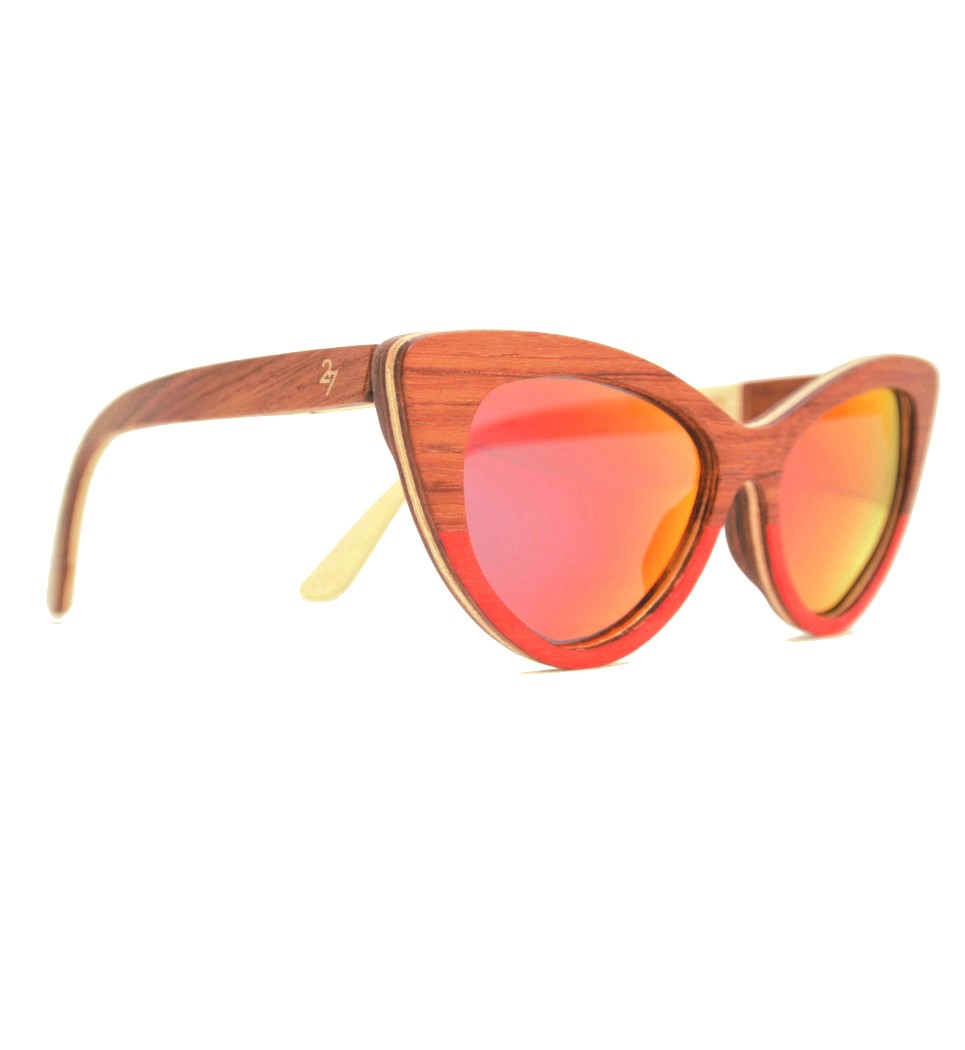 Ξύλινα Γυαλιά Rita in Bubinga and Red Tulip