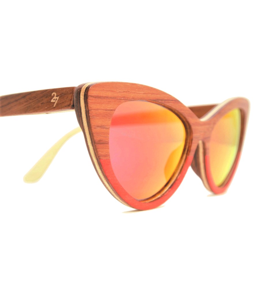 Ξύλινα Γυαλιά Rita in Bubinga and Red Tulip