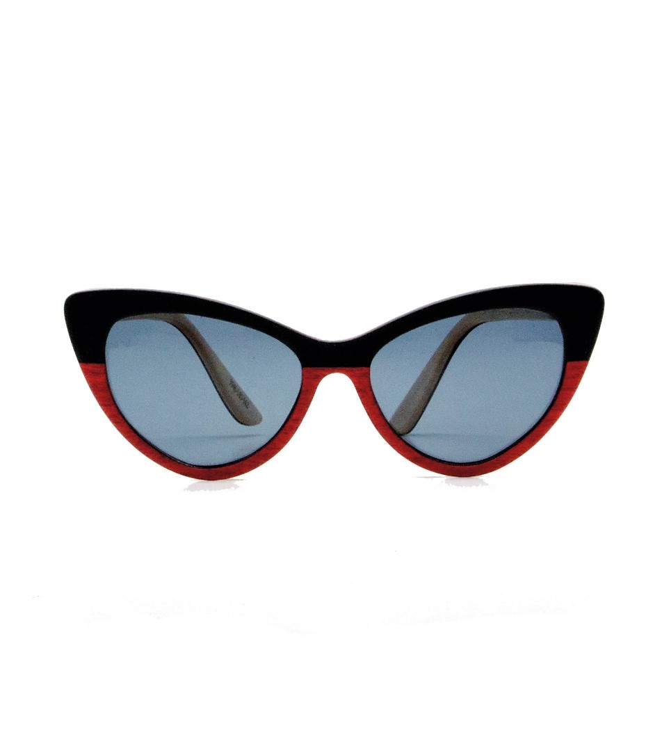 Ξύλινα Γυαλιά Rita in Black and Red Tulip